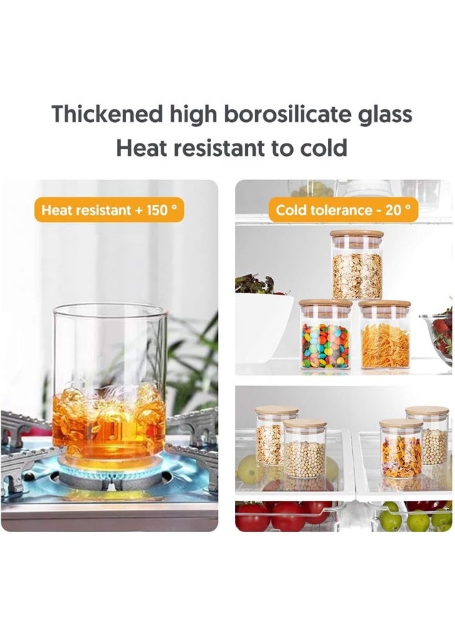 12 قطعة من الجرار الزجاجية 200 مل مجموعة مع أغطية الخيزران المثبتة الهواء ، تخزين الحبوب الغذائية حاويات التوابل الكبيرة للمطبخ المنزلي الشاي دقيق القهوة الأعشاب الحبوب - Image 5